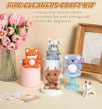 pindda Fluffy Pipe Cleaner Craft Kits, Includes Brown Cow and Fox Crafts - Image 5