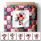 Cotton Satin Fabric Panel with Floral Patchwork Designs – 6 Printed Panels by FabricsTown