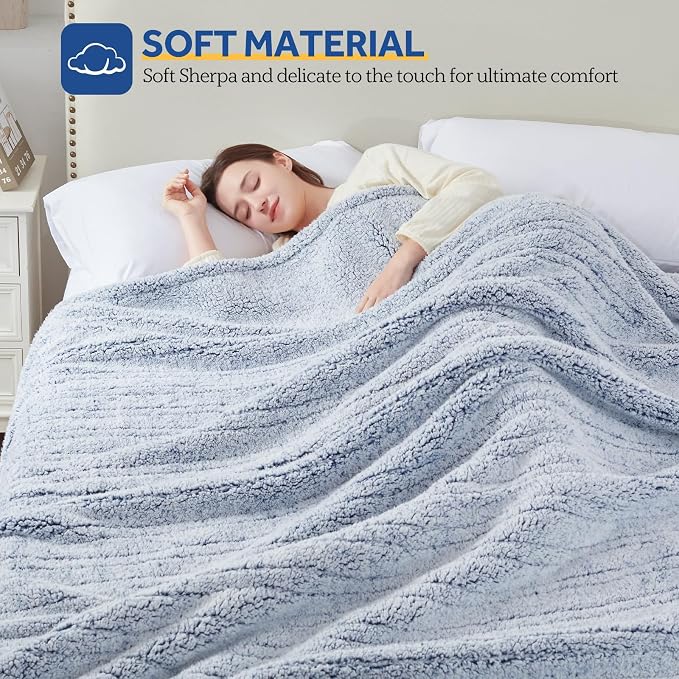 Sealy Electric Blanket Twin Size, Soft Sherpa Heated Blanket Single Control - Image 3
