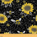 Feelyou Sunflower Fabric by The Yard, Cute Bees Floral Upholstery Fabric by Feelyou