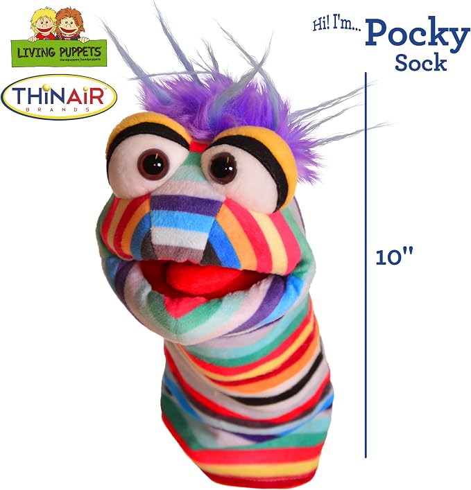 Playful Minds - Living Puppets Pocky Sock Puppet – 10 Inch Plush Hand Puppet - Image 2