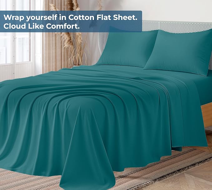 Royale Linens 100% Organic Cotton King Flat Sheet Only - Image 2