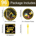 96pcs Construction Birthday Party Supplies Construction Theme Paper Plates and - Image 2
