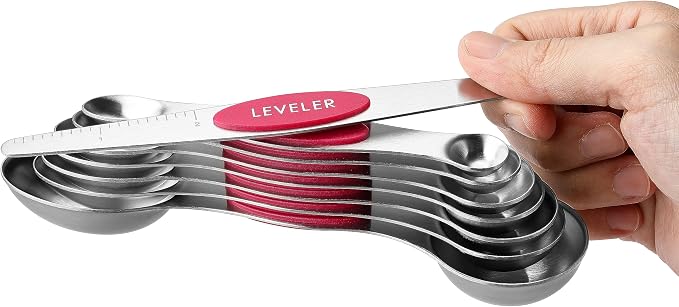 Spring Chef Pink Stainless Steel Magnetic Measuring Spoons Set of 8 - Image 8