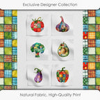 Vegetable Patchwork Cotton Fabric Panel – 6 Designs + Bonus Patchwork Sheet - Image 5