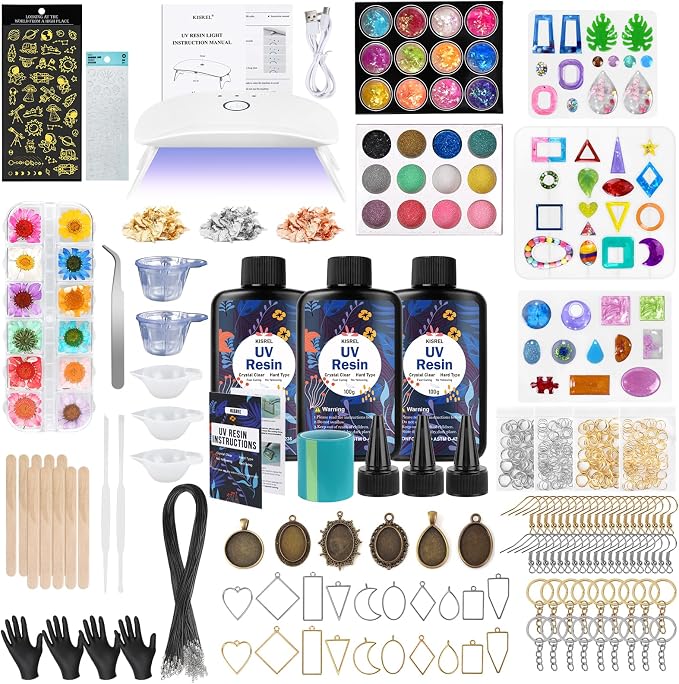 KISREL UV Resin Jewelry Making Kit, 300g Crystal Clear Resin by KISREL