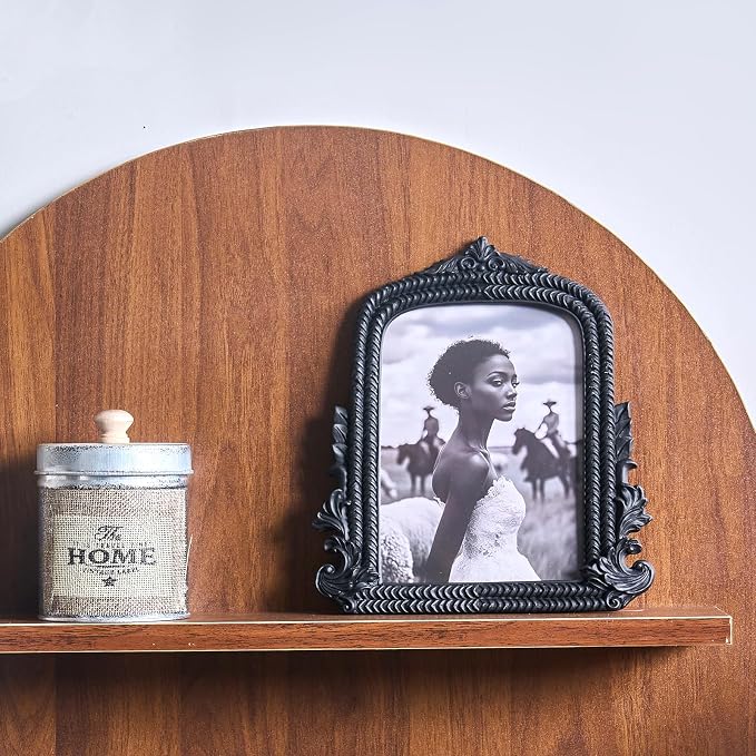 Ornate Black Picture Frame, Vintage Roman Texture, Hand-Crafted Resin Retro - Image 2