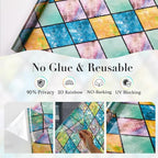 Coavas Window Privacy Film Stained Glass Window Clings 3D Rainbow Film - Image 6