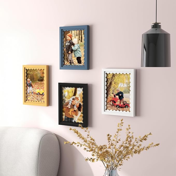 8x10 Picture Frame with Real Glass, Wooden cute 8 x 10 Photo Frame with Wavy Mat - Image 7