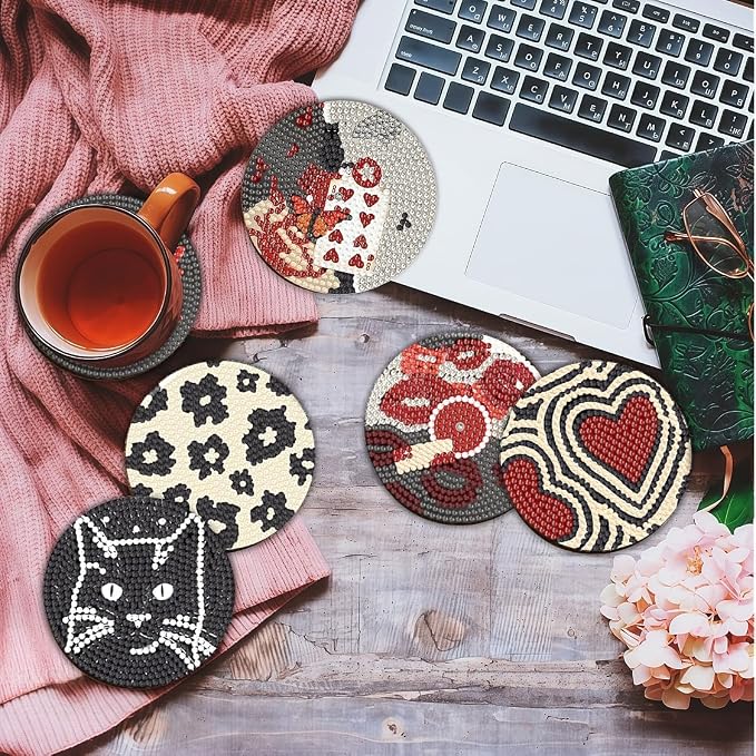 Bulerrylulu 8 Pcs Downtown Girl Diamond Painting Coasters Kits - Image 4