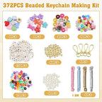 BESARME 372PCS Beaded Keychain Making Kit DIY Keychains Bag Charm Kit Colorful - Image 3