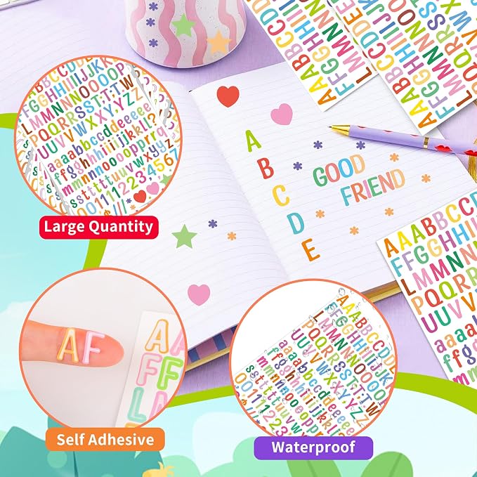 Letter Stickers 0.5 inch, Self-Adhesive Vinyl Waterproof ABC Letter Stickers - Image 3