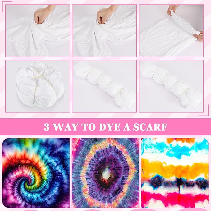Suhine 6 Pcs Blank White Cotton Scarf to Tie Dye, Full Cotton Scarf Bikini - Image 2