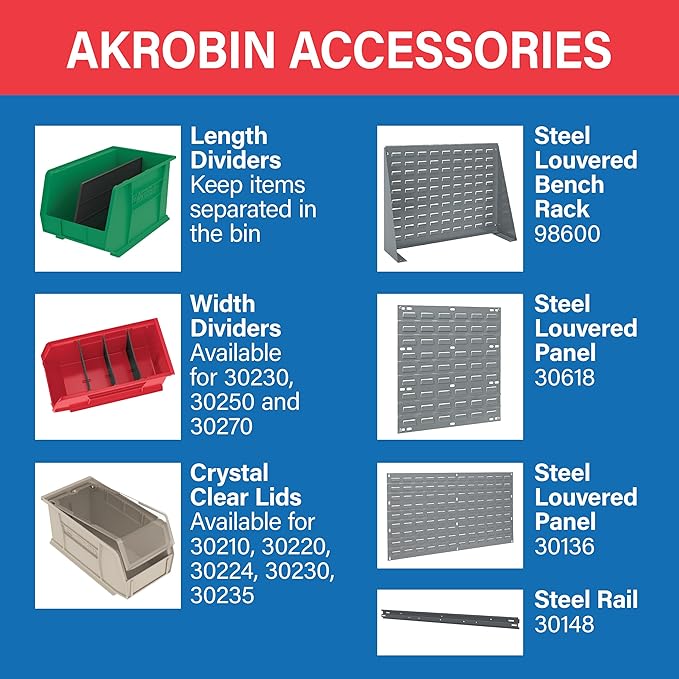 Akro-Mils 30210 AkroBins Plastic Storage Bins, Space-Saving Stackable Bins - Image 5
