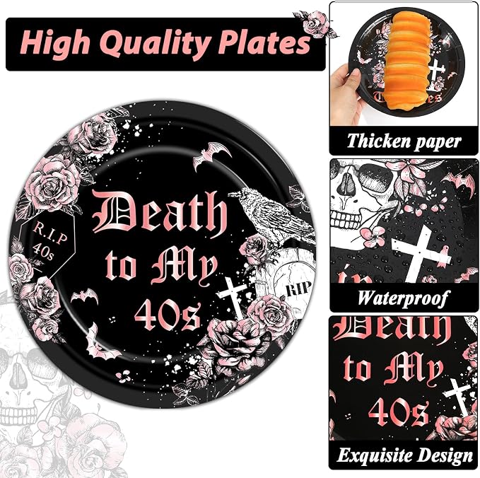 Qyeahkj 100 Pcs 50th Birthday Party Supplies Death to My 40s Paper Plates and - Image 4