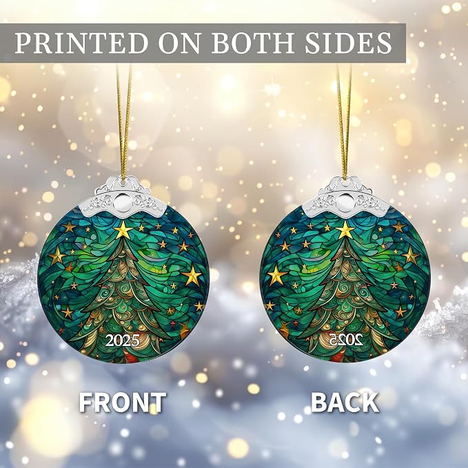 Christmas Ornaments 2025 Faux Stained Glass Effect, Christmas Tree Ornaments - Image 8