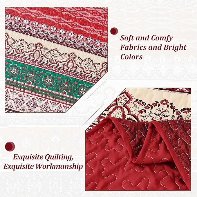 WONGS BEDDING Boho King Quilt Set, Lightweight Bed Decor Bedspread - Image 5