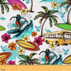 Feelyou Ocean Surfing Upholstery Fabric by The Yard, Hawaiian Palm Tree Outdoor by Feelyou