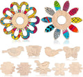 Amosfun 100PCS Wooden Cutouts for Crafts, Unfinished Wood Flowers Bird and by Amosfun