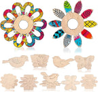Amosfun 100PCS Wooden Cutouts for Crafts, Unfinished Wood Flowers Bird and by Amosfun