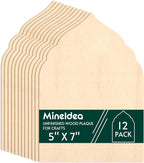 12 Pack Unfinished Gothic Arch Wood Plaque, 5” x 7” Basswood Shield Plaque by MineIdea
