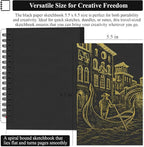 SuFly Black Paper Sketchbook 5.5 x 8.5, 60 Sheets Artist Papers - Image 2