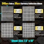 ROLOWAY Coin Collection Book 6400℉ Heat Insulated, 346 Pockets Fireproof Coin - Image 3
