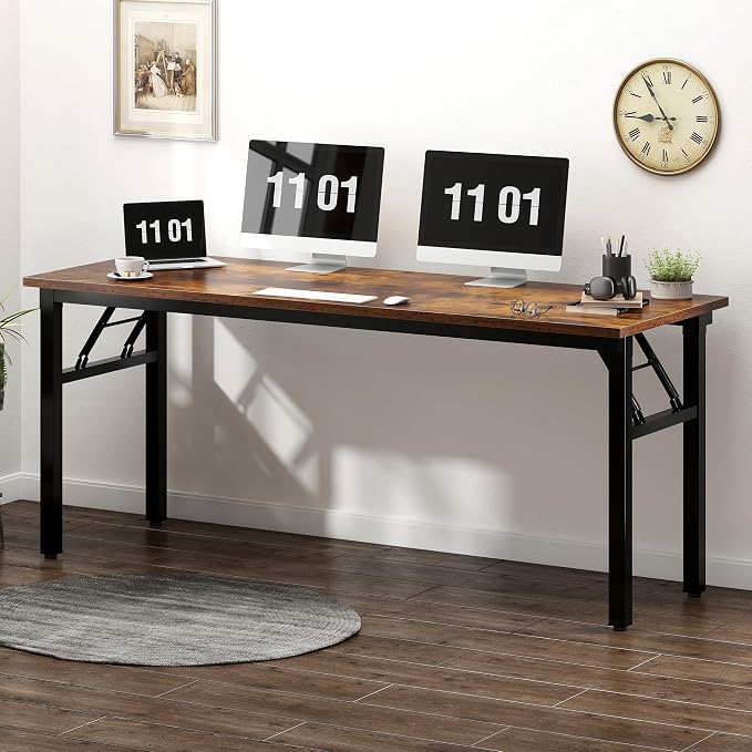 Need Large Computer Desk, 62 inches Long Office Desk, No Install Needed Folding - Image 2