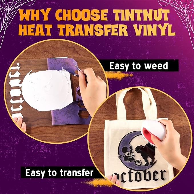 Tintnut Halloween Pumpkin Bat HTV Vinyl, stretch washable, works - Image 3