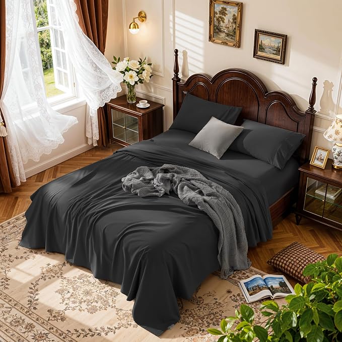 LBRO2M 100% Cotton Sheets Set Deep Pocket 19", 1000 Thread Count Full Size 4 by LBRO2MBedding