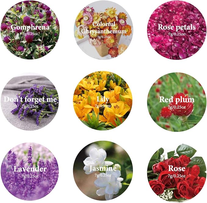 9 Bags Dried Flowers, 100% Natural Dried Flowers Herbs Kit - Image 2