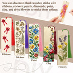 Yexiya 300 Pcs Bookmark Making Kit, 150 Unfinished Wood Bookmarks - Image 5