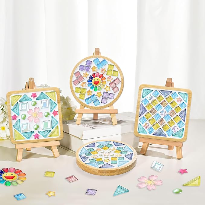 UXORSN 4 Sets DIY Mosaic Tiles for Crafts Mixed Color Glass Mosaic Kit - Image 7