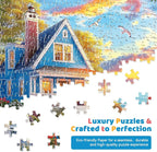 300 Piece Jigsaw Puzzle for Adults – Charming Beach House, Sailboat & Playful - Image 3