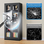 PEUKC Display Cabinet with Glass Doors, 71 Inches Metal Display Case with 4 - Image 5