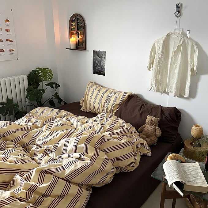mixinni Retro Striped Duvet Cover Set Twin - Image 4