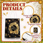 Kolldenn 24 Pcs Christmas Party Favors Bags Black and Gold Christmas Goodie - Image 3