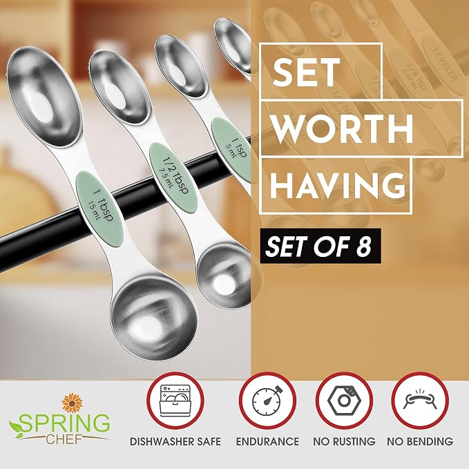 Spring Chef Stainless Steel Magnetic Measuring Spoons Set of 8 - Image 2
