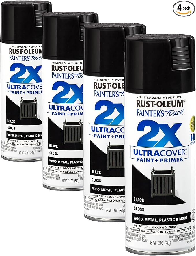 Rust-Oleum 334026 Painter's Touch 2X Ultra Cover Spray Paint, 12 oz, Gloss Black by Rust-Oleum