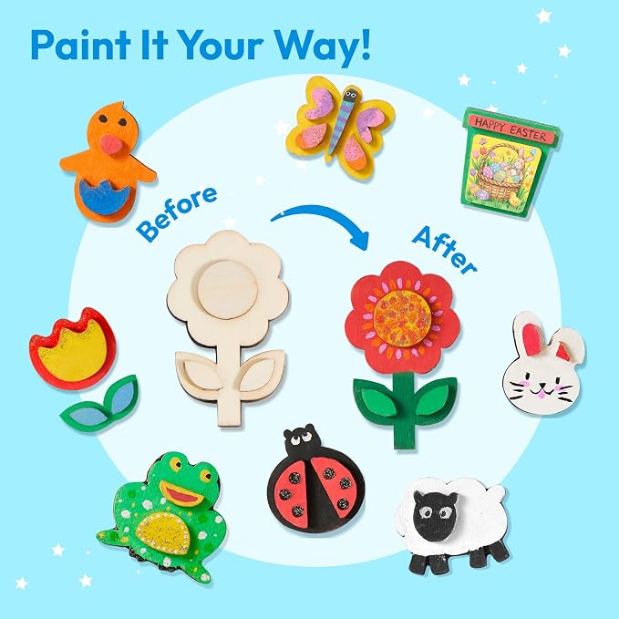 JOYIN 12 Wooden Magnet Creativity Arts & Crafts Painting Kit - Image 4