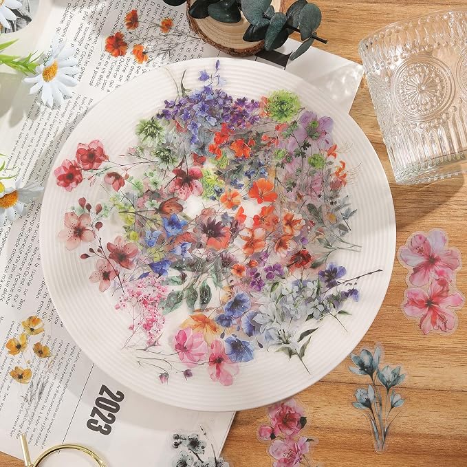Transparent Flora Scrapbook Stickers Aesthetic Flowers Stickers | Transparent & - Image 2
