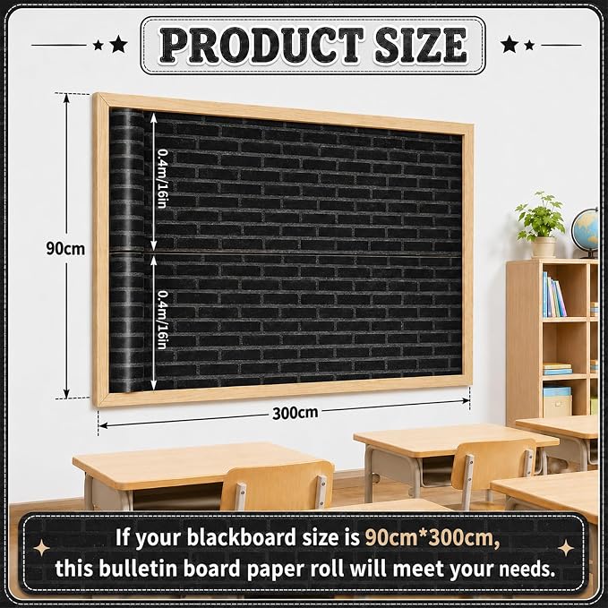 Black Brick Bulletin Board Roll Non-Woven Fabric Poster 16in X 12ft | Back to - Image 3