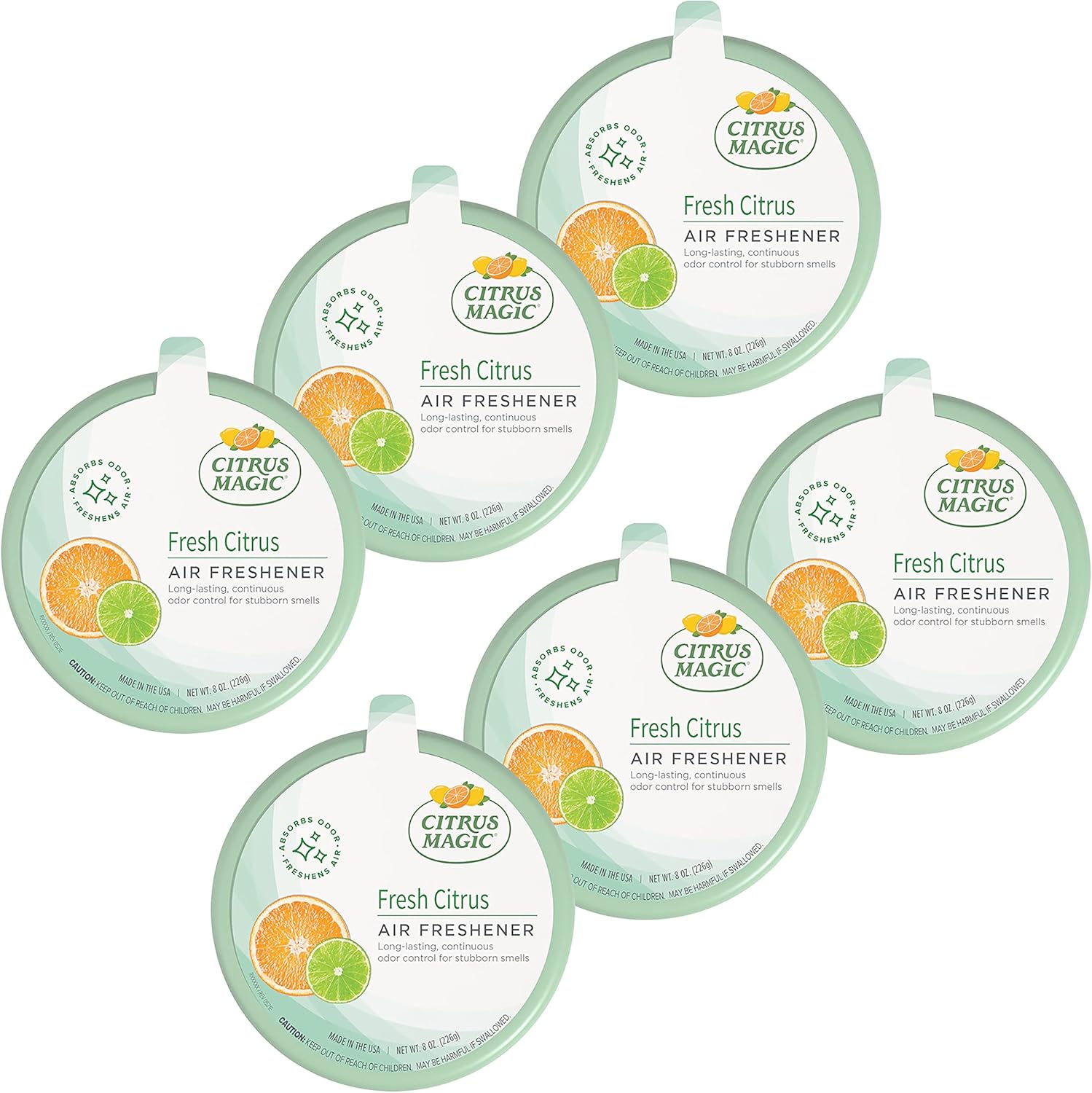 Citrus Magic Odor Absorbing Solid Air Freshener Fresh Citrus, 8-Ounce, Pack of 6, 6 Count