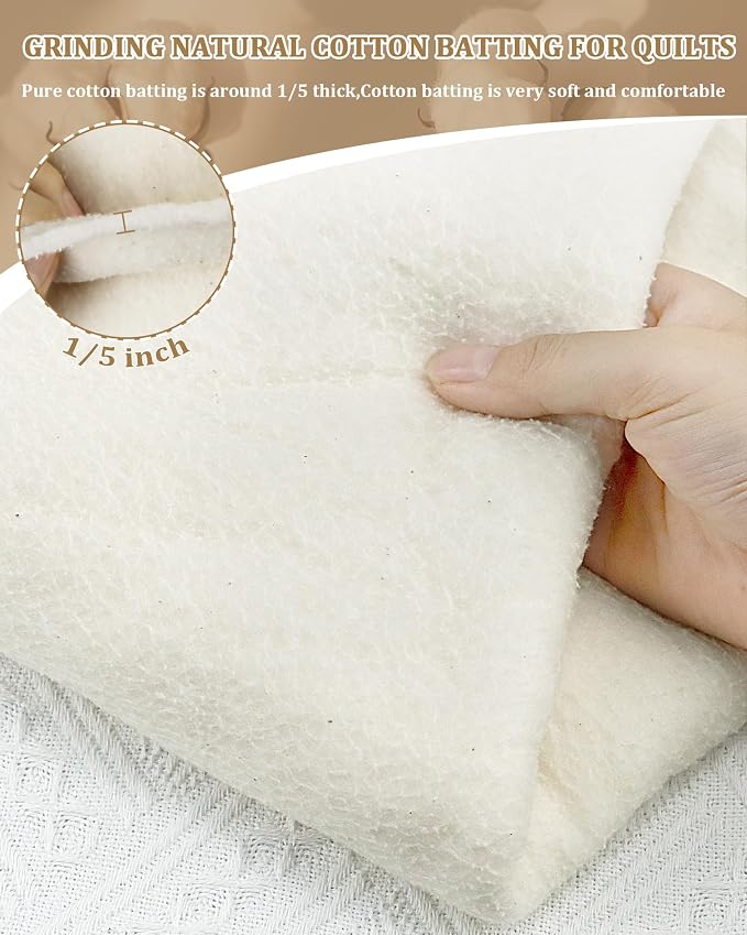 PLANTIONAL Grinding Natural Cotton Quilt Batting: 59-Inch x 79-Inch Light - Image 5