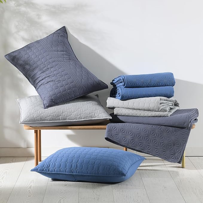 HORIMOTE HOME Steel Blue King Size Quilt Set - Image 8