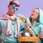 MTLEE 24 Pcs Hippie Costume Set Accessories Includes Peace Sign Necklaces Tie - Image 5