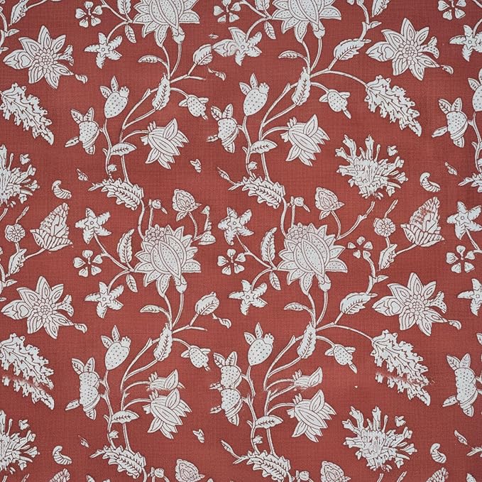 E-Tailor® Hand-Block Printed Pre-Cut Cotton Fabric Ideal - Image 2