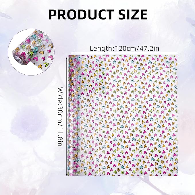 Heart Printed TPU Jelly Faux Leather Fabrics, 11.8 x 47.2 Inch Clear TPU Vinyl - Image 2