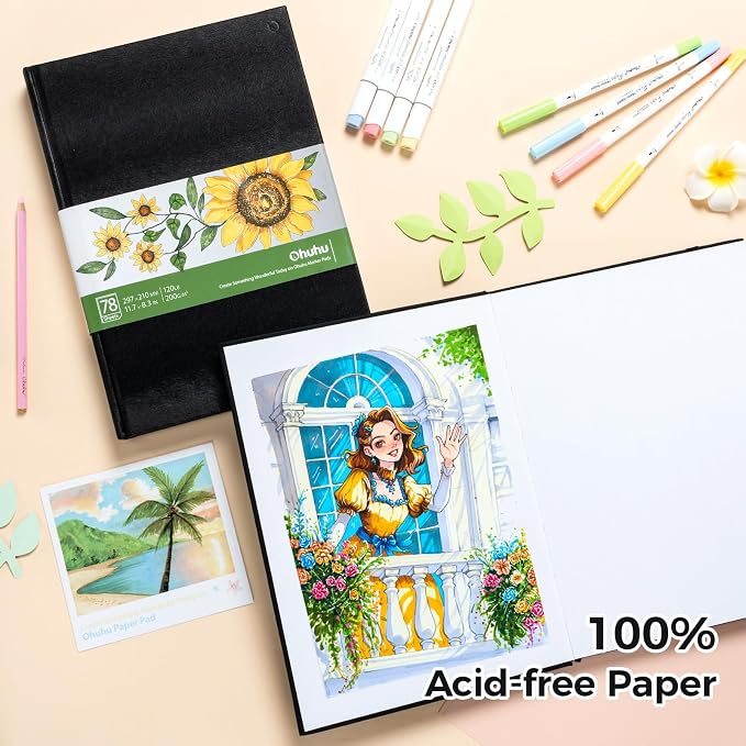 Ohuhu Sketchbook Marker Paper Pad: 8.3"x11.7" Large Art Sketch Book Drawing - Image 7