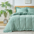Gingham Duvet Cover King Size, 3 Pieces Soft Breathable Microfiber Plaid by Kisswish